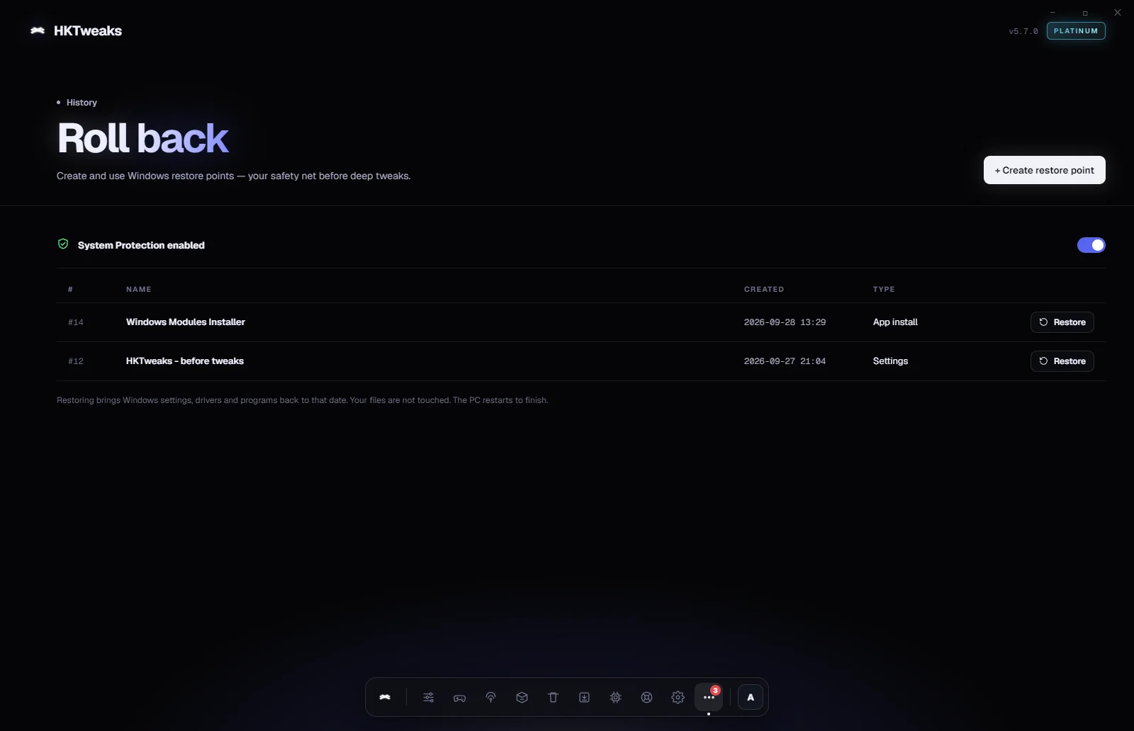 HKTweaks — Restore